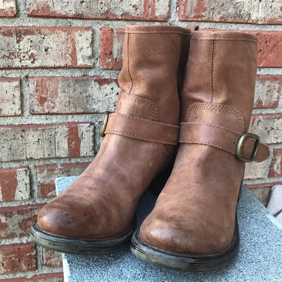 🚨B2G1 LUCKY BRAND Brown Tan Leather Ankle Boots - Picture 1 of 11